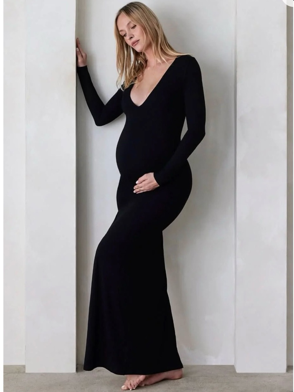 Bumpsuit The Long Sleeve V Neck Evening Maternity Dress